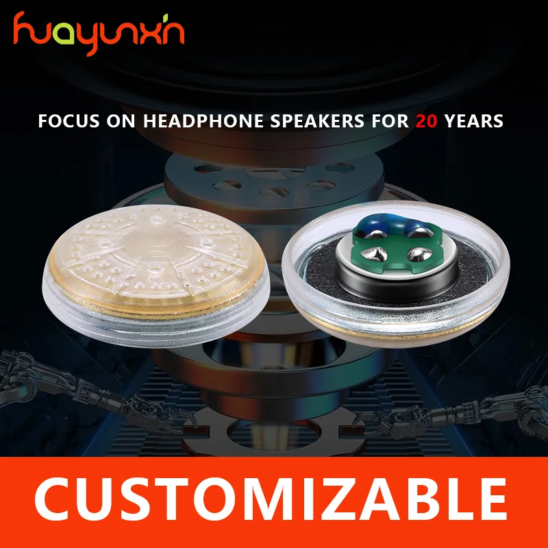 Huayunxin  Hi-Fi Headphone 15.4mm 80 Ohm Planar Earphone LCP Gold  Diaphragm  Heavy Bass Audio Horn Dynamic Driver Speaker Unit