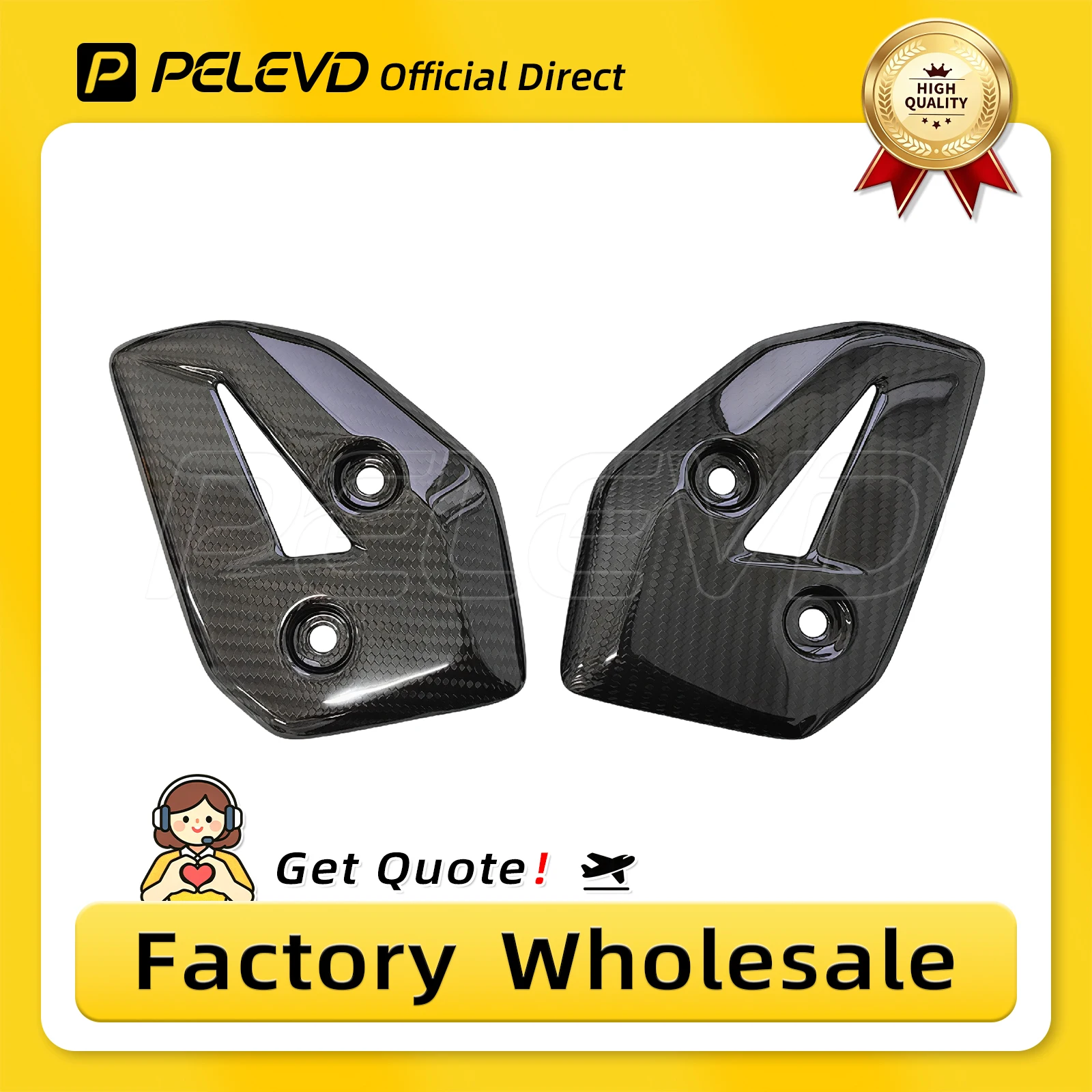 PELEVD 100% CARBON FIBER Glossy Finish Foot pedal  Heel Guards Footrest Wing Plate For YAMAHA  MT07 MT 07 2025-2026