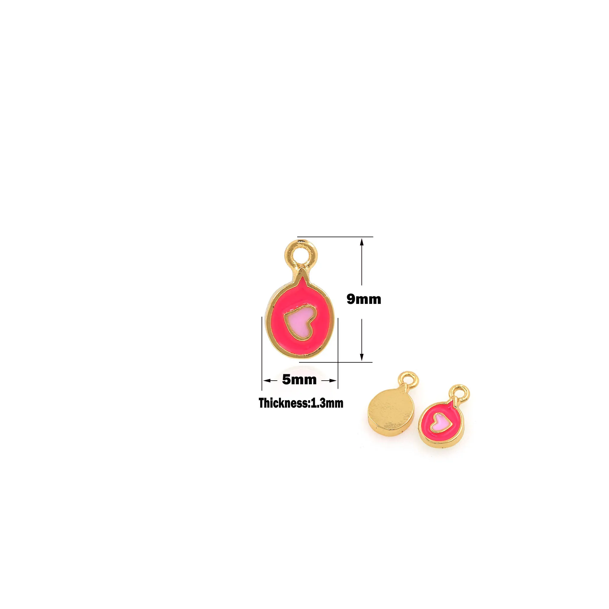 

10Pcs Copper Gold Plated Drip Accessories Rainbow Heart Enamel Pendant DIY Earrings Keychain Necklace Bracelet Pendant Jewelry