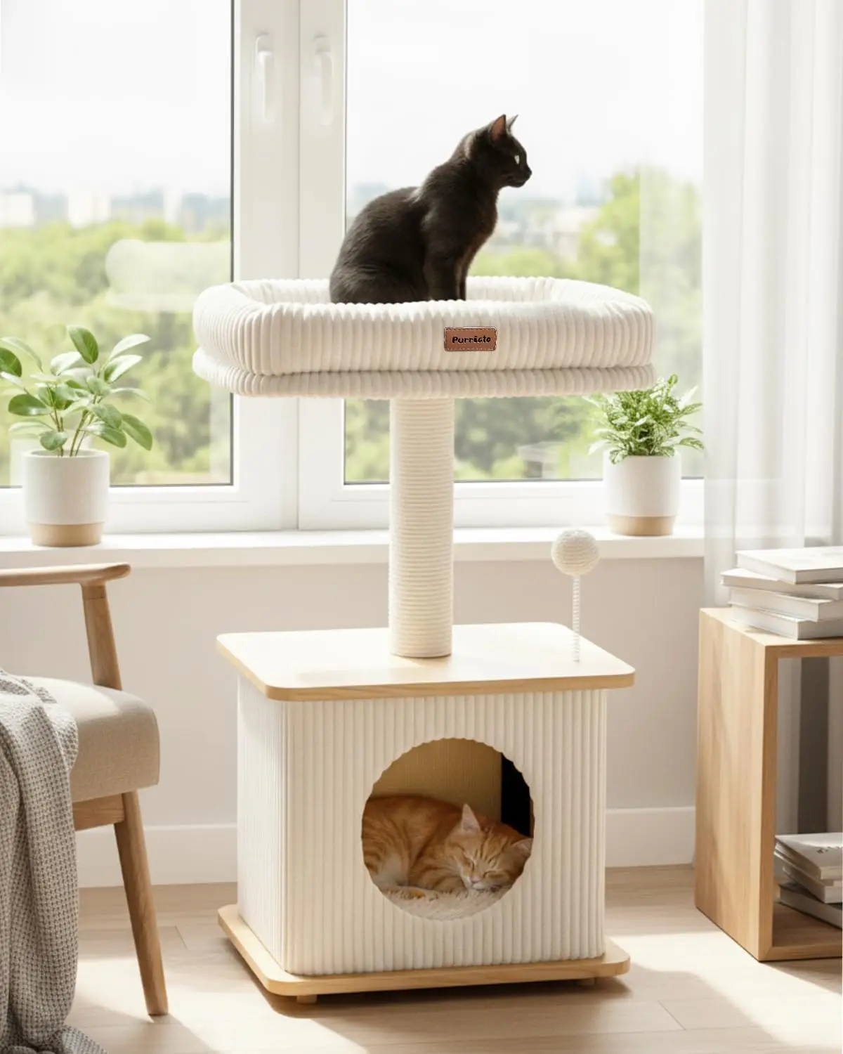

Modern Cat Tree for Indoor Cats, Nordic Loft Style, Cat Tower for Kitten with Sisal Scratching Posts, Soft Padded Beds &