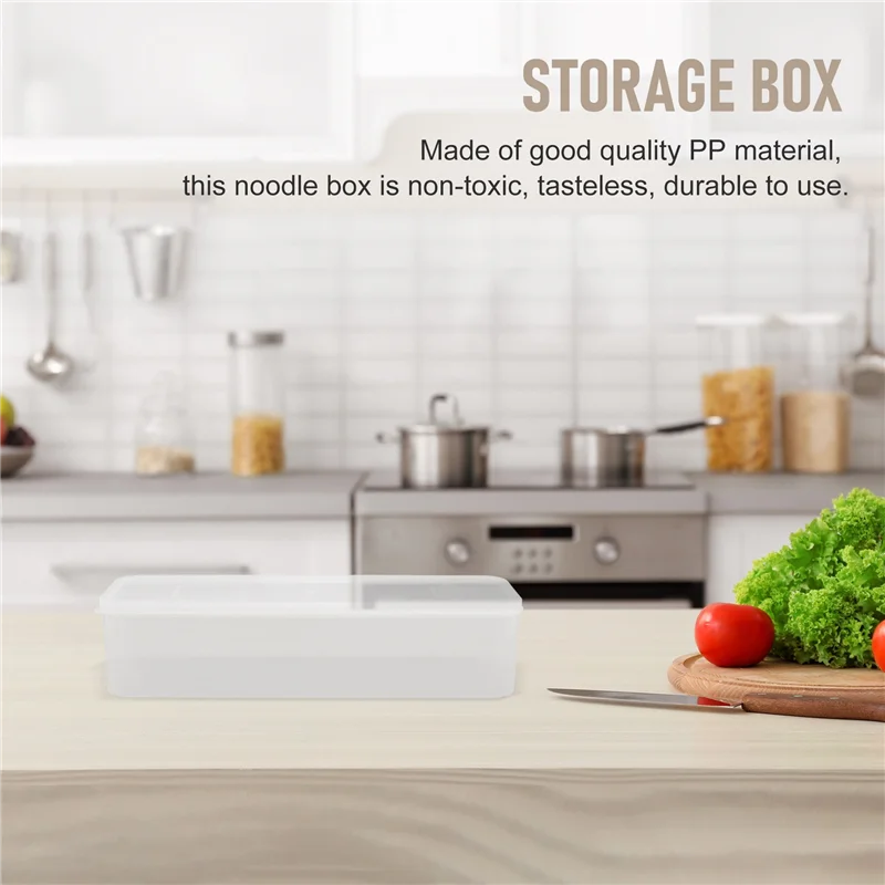 A34R Household Noodle Translucent Storage Box Airtight Spaghetti Box Kitchen Food Fruit Container