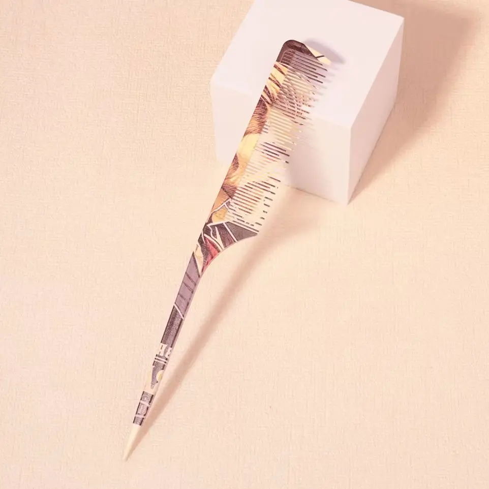 

1pc printed men's rat tail comb, high and low tooth design, durable carbon fiber material Special for real hair wigs