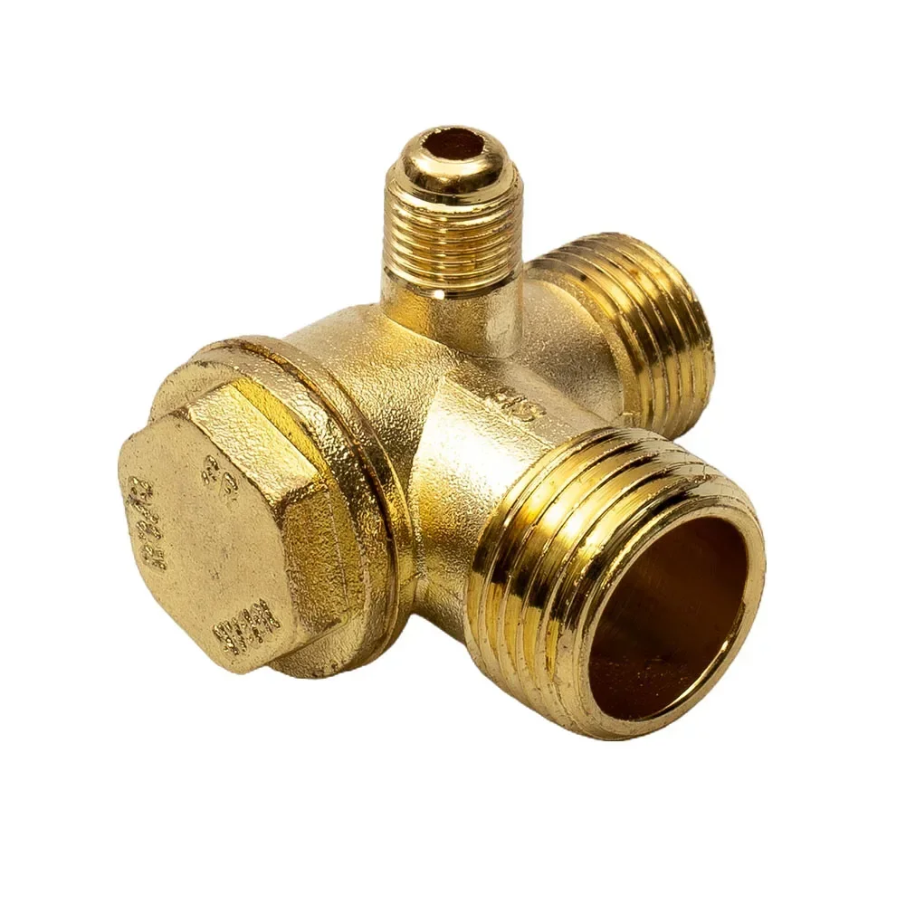 

Air Compressor Check Valve 3-Port Zinc Alloy Brass Male Thread Check Valve Connector Tool For Air Compressor