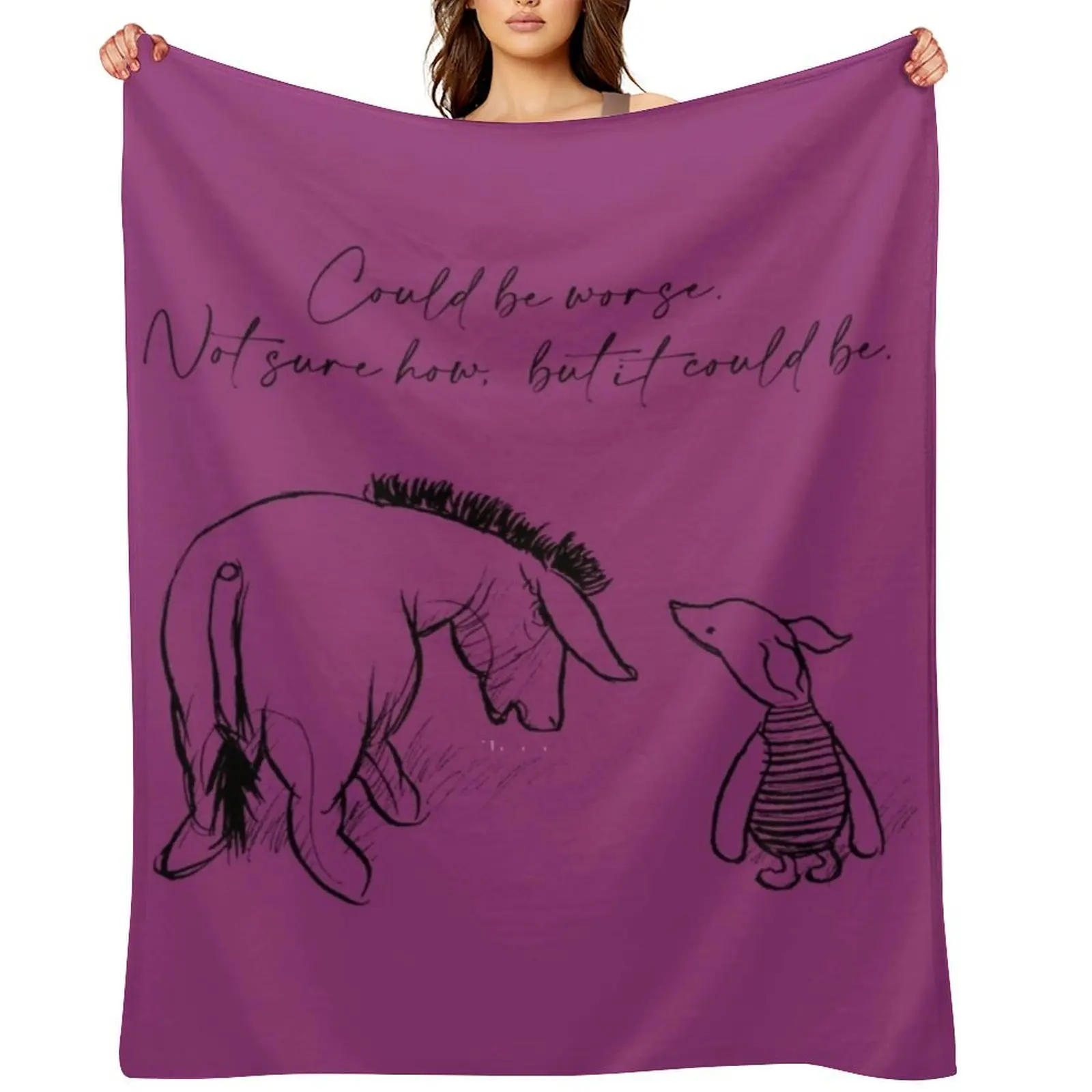 Eeyore and Piglet - Could be Worse ... \t Throw Blanket Flannel Fabric Soft Cute Blankets