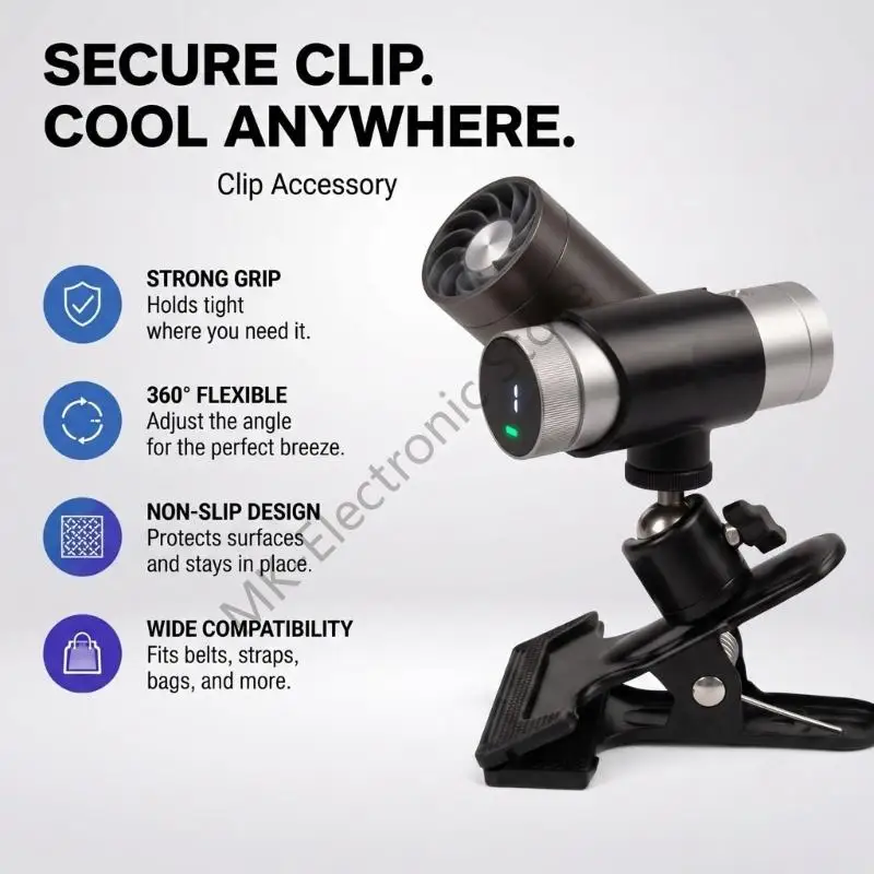R2LF Backpacks Strap Fan Holder for Shark Fan, Clip Mount AntiSlip Clamp, 360Degree Rotation for Commute, Hiking, Use