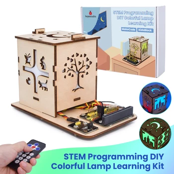 Keyestudio Programmable DIY Colorful Lamp Starter Kit for Arduino ESP32 &amp; Microbit V2 Kit Kids Self Painting Primary Study Kit