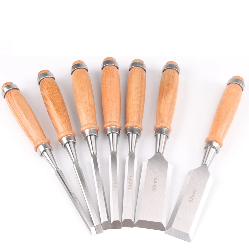 Woodworking chisels Solid beech handle half-round chisels Wooden tool cutter Pierce chisel chisel flat spatula chisel cutter