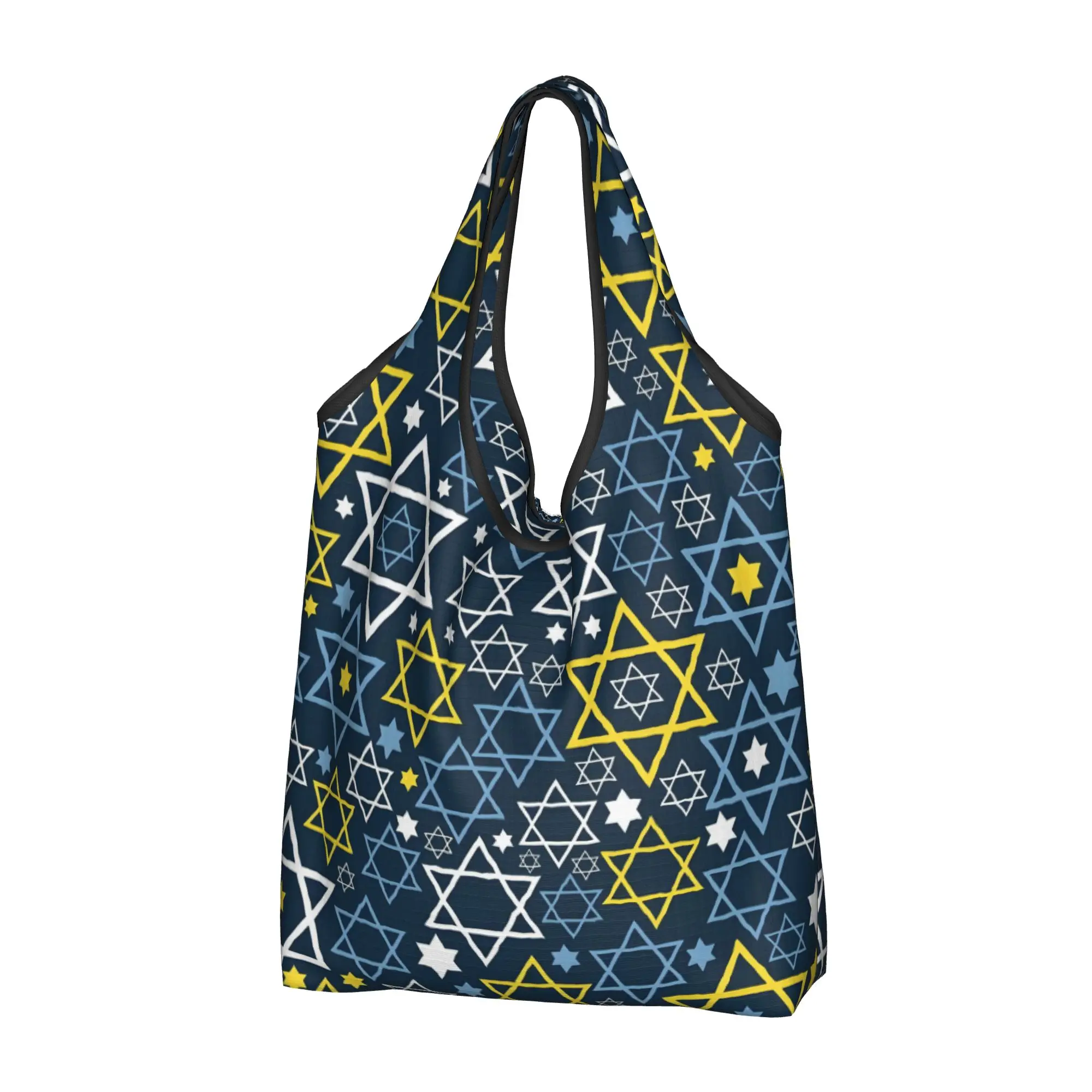 Israel Star of David Grocery Shopping Tote Bags Women Kawaii Jewish Shopper Shoulder Bags Big Capacity Handbags