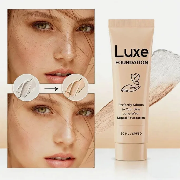 30ml LUXE Liquid Foundation Color Changing SPF 50 Foundation Perfect Adapt Kinds Of Skin Tones Natural Dark Skin Tone Foundation