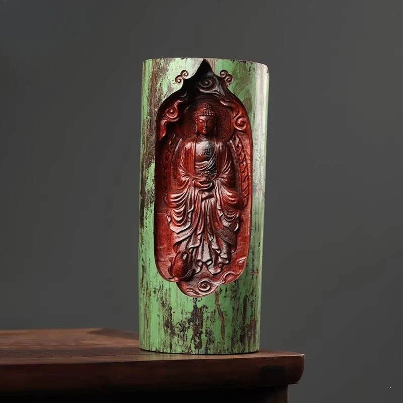 

Wood carving ornament lobular red sandalwood statue handmade carving handicrafts