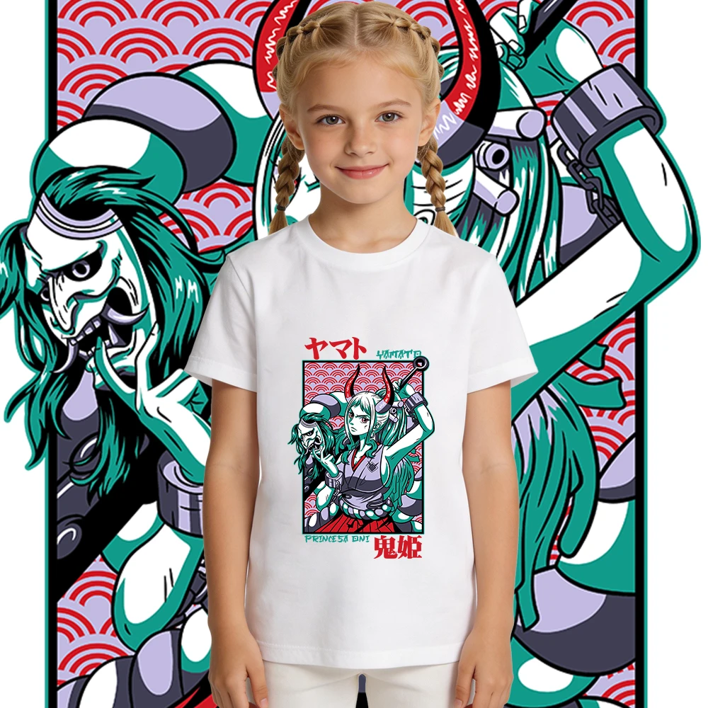 

One Piece Yamato Anime Print Cotton T Shirt for Boys Girls Casual Summer Top Soft Breathable Kids Clothing