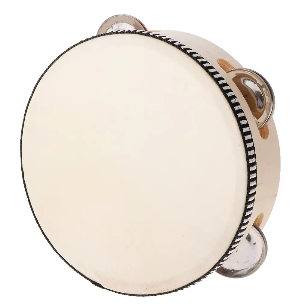 4/6/8/10inch Wooden Tambourine Hand Drum Single Row Metal Percussion Musical Educational Toy Instrument for Kids Musical Toys