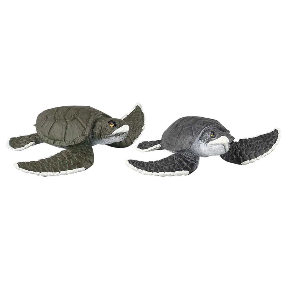 2 Pcs Artificial Sea Turtle Early Learning Gifts Desktop Ornament Lifelike Figurine Childrens Toys