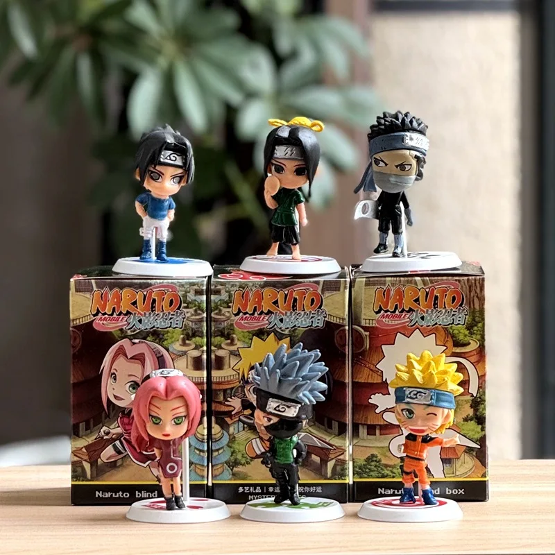 Caja ciega hecha a mano de Naruto, juego completo de versión Q Naruto Sasuke Kakashi, me encanta Luo adornos de dibujos animados muñeca regalo de cumpleaños anime
