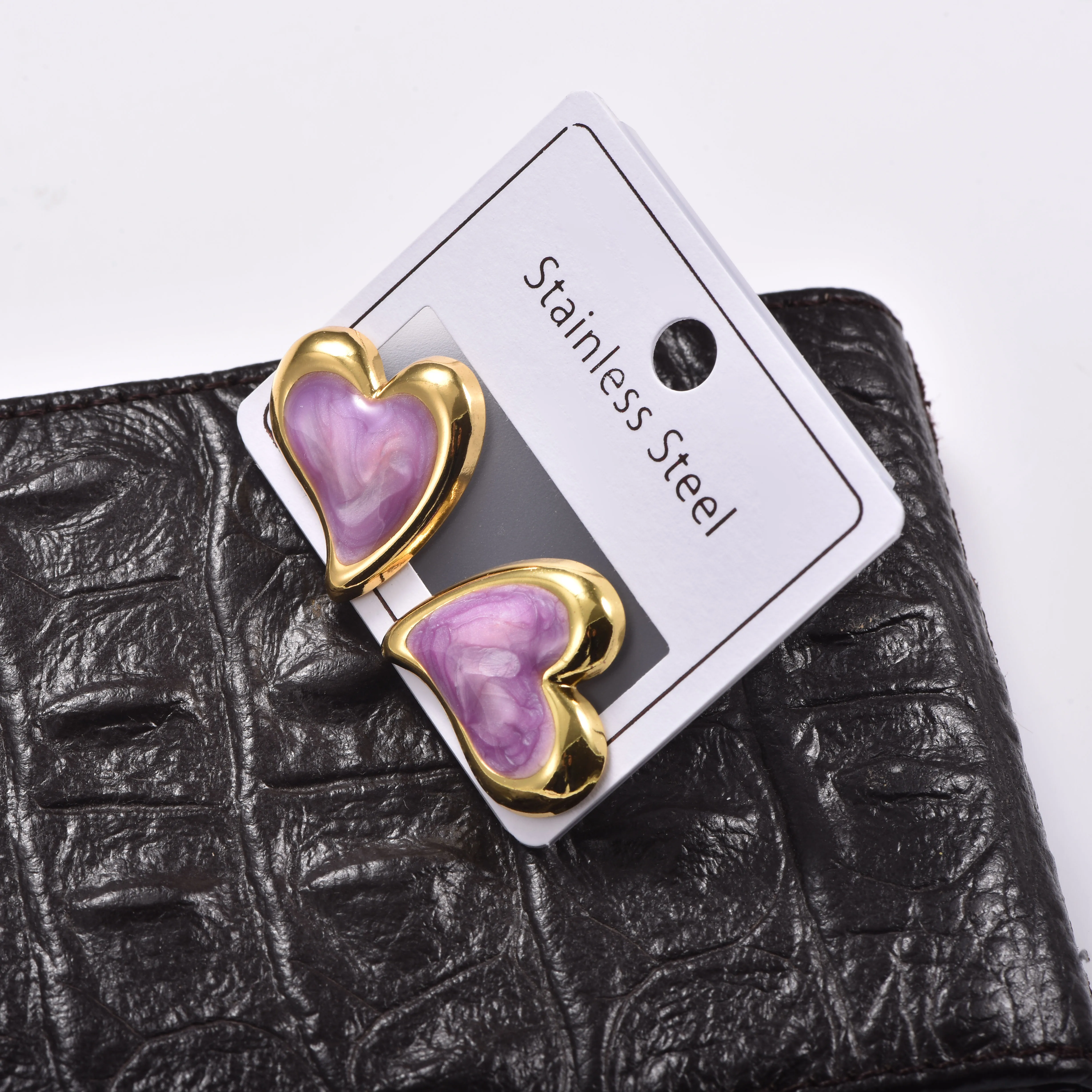 Hochwertige Edelstahl-Emaille-Herz-Ohrstecker, modischer, farbenfroher Ohrschmuck für Damen, Geschenk – Detail 4
