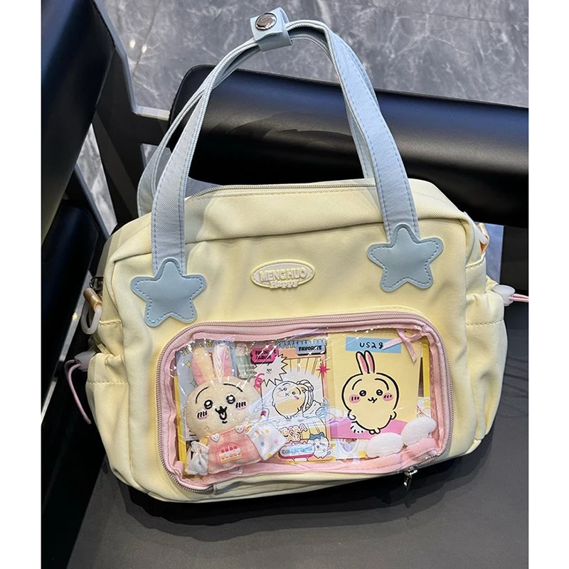 HAEX Kawaii Women Ita Bags 2024 New Fashion Casual Nylon Patchwork Crossbody borse a tracolla studenti giornalieri zaini con Badge fai da te