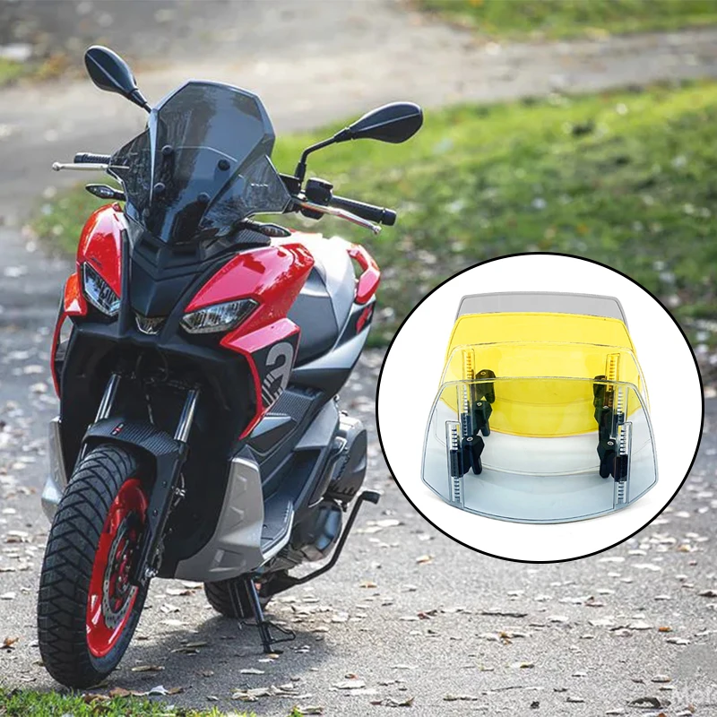 SPORT 200 Universal Motorcycle Windshield Extension Spoiler Clamp-On Windscreen Deflector Fit For Aprilia SRGT200 SRGT 125 SR GT