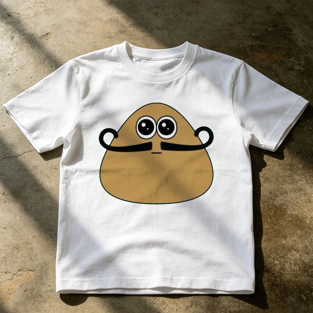 Summer Games Clothing - Cute Curly Mustache Pou Cartoon Graphic
