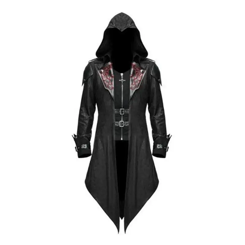 New Medieval Halloween Retro Patchwork Jacket Men's Gothic Dark Clothing Splicing Design Winter Fashion Men's Outerwear view 4