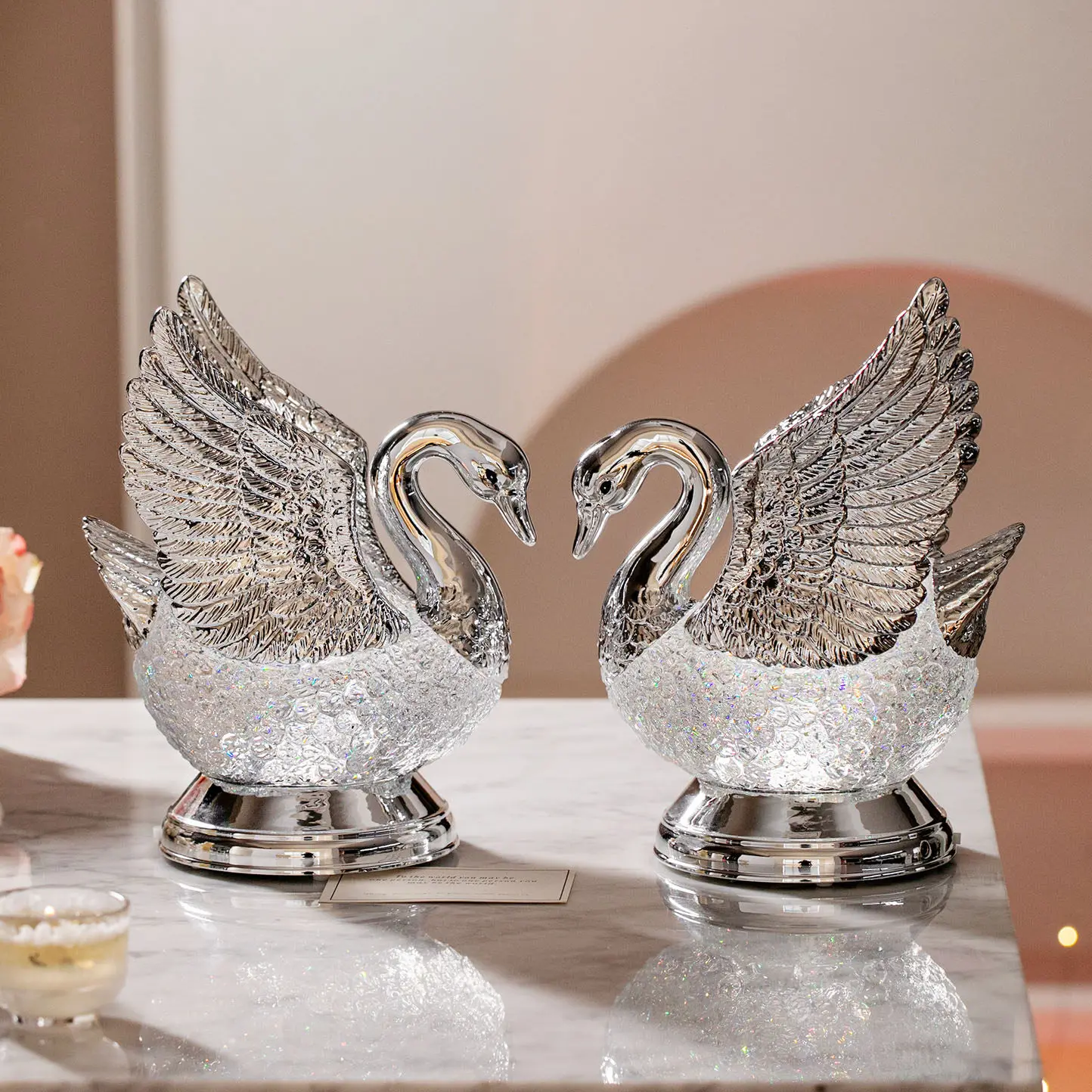 European swan shape music box crystal decorative ornament romantic gift wedding girl birthday