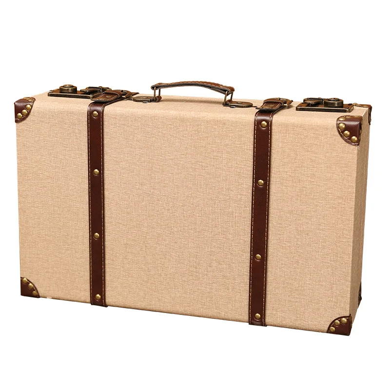 Carrying Case European Style Retro Wooden Home Organizing Storage Box Leather Travel Old-fashioned Leather Box