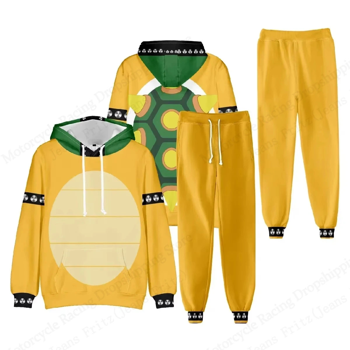 Set Hoodie Celana Dua Potong Motif Kartun Bowser Cetak 3D Set Pria Wanita Fashion Hoodie+Celana Set 2 Potong Baju Olahraga Tracksuit Outerwear