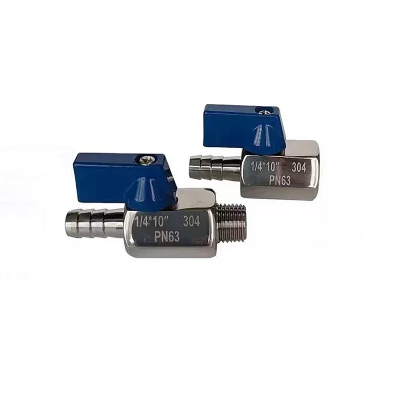 

7mm 8mm 10mm 12mm Hose Barb 1/8" 1/4" 3/8" 1/2" BSP Male Female Thread 304 Stainless Steel Mini Ball Valve Blue Reverse Handle