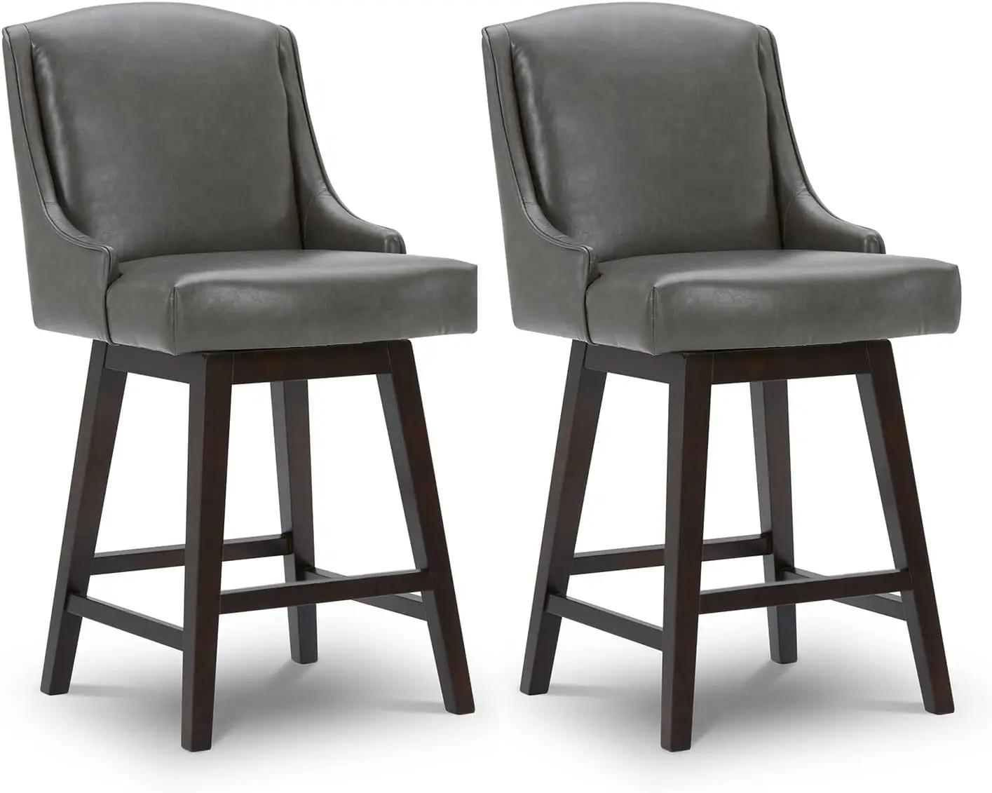 

CHITA Counter Height Swivel Barstools FSC Certified Upholstered Faux Leather Bar Stools Set of 2 26" Seat Height Retro Grey