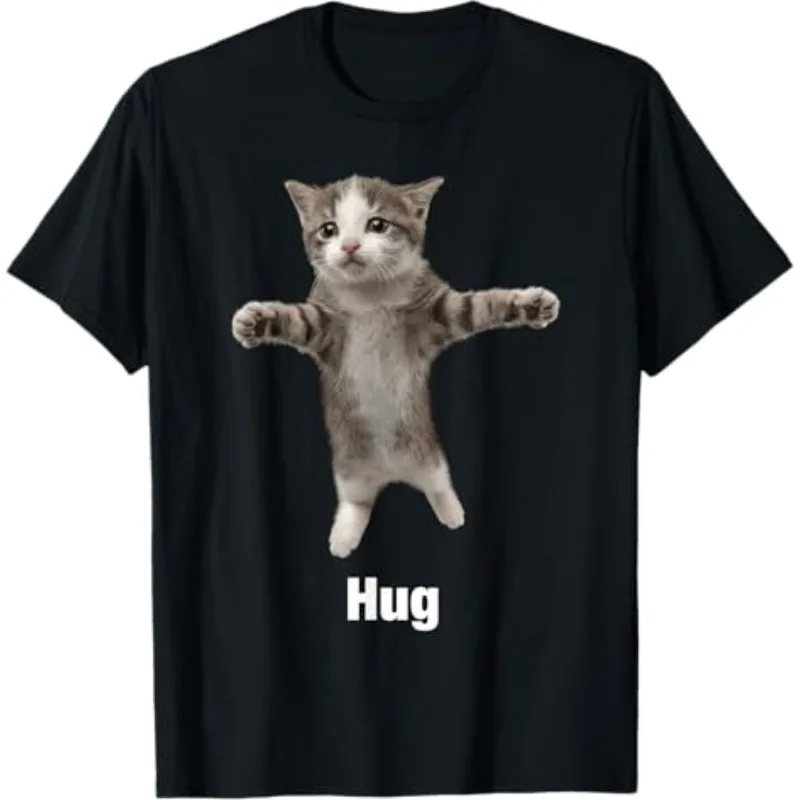 Cute Hugging Kitten Print T-Shirt Funny Cat 