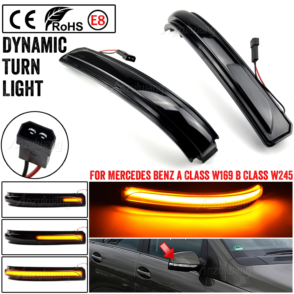 

2X Dynamic LED Side Wing Turn Signal Light Rear view Mirror Indicator Lamp For Mercedes Benz B Class W245 A Class W169 2008-2012