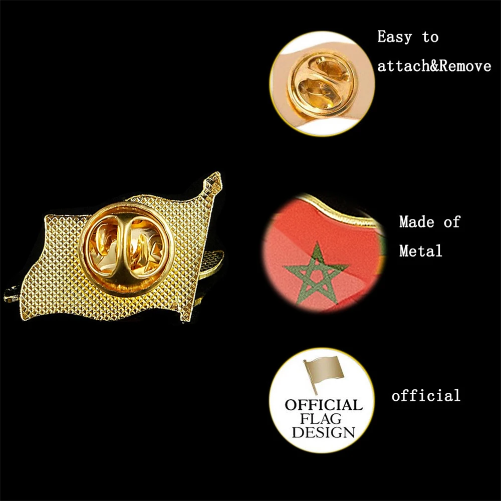 Pin de solapa de epoxi con bandera nacional del Reino de Marruecos, insignia/broche para bolsa de traje oficial, accesorios para sombreros