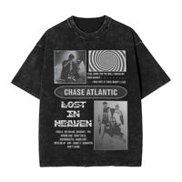 CHASE ATLANTIC Men T Shirts Washed  Funny Tees Short Sleeve Crew Neck T-Shirts Cotton Printed Clothing