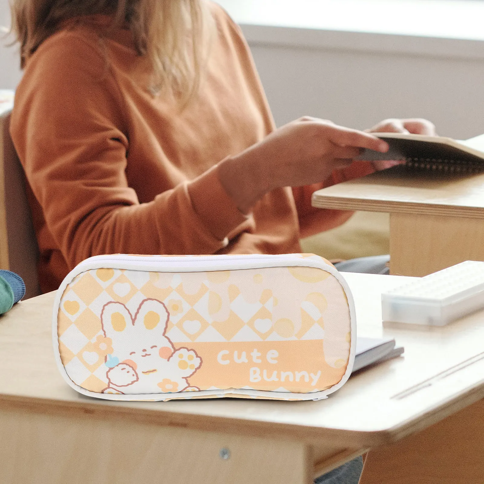 Large Capacity Pencil Case Portable Multi-Function Stationery Bag for Students Writers Artists with Bright Color Zipper