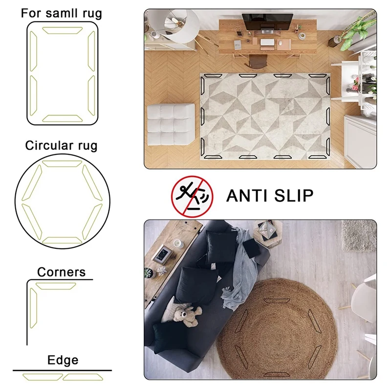 8 PCS Rug Grippers For Area Rugs,Non Slip Rug Grippers For Hardwood Floors,Anti Slip Carpet Pads For Tile/Wood Floor