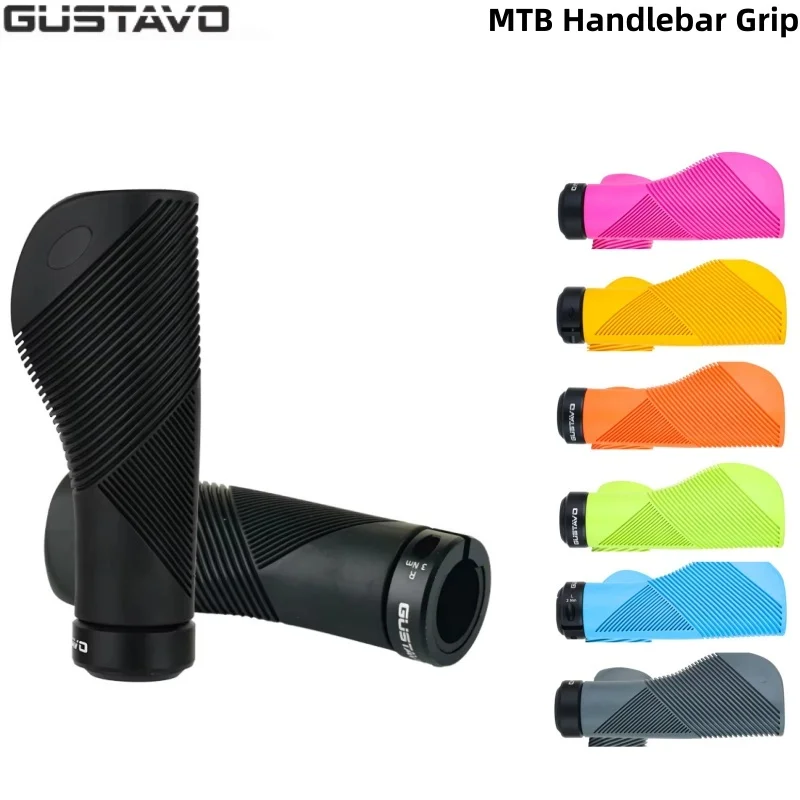 GUSTAVO MTB Handlebar Grip Ergonomic Anti-Slip Shock-Absorbing Rubber Mountain Bike Comfortable Bicycle Handle Cover