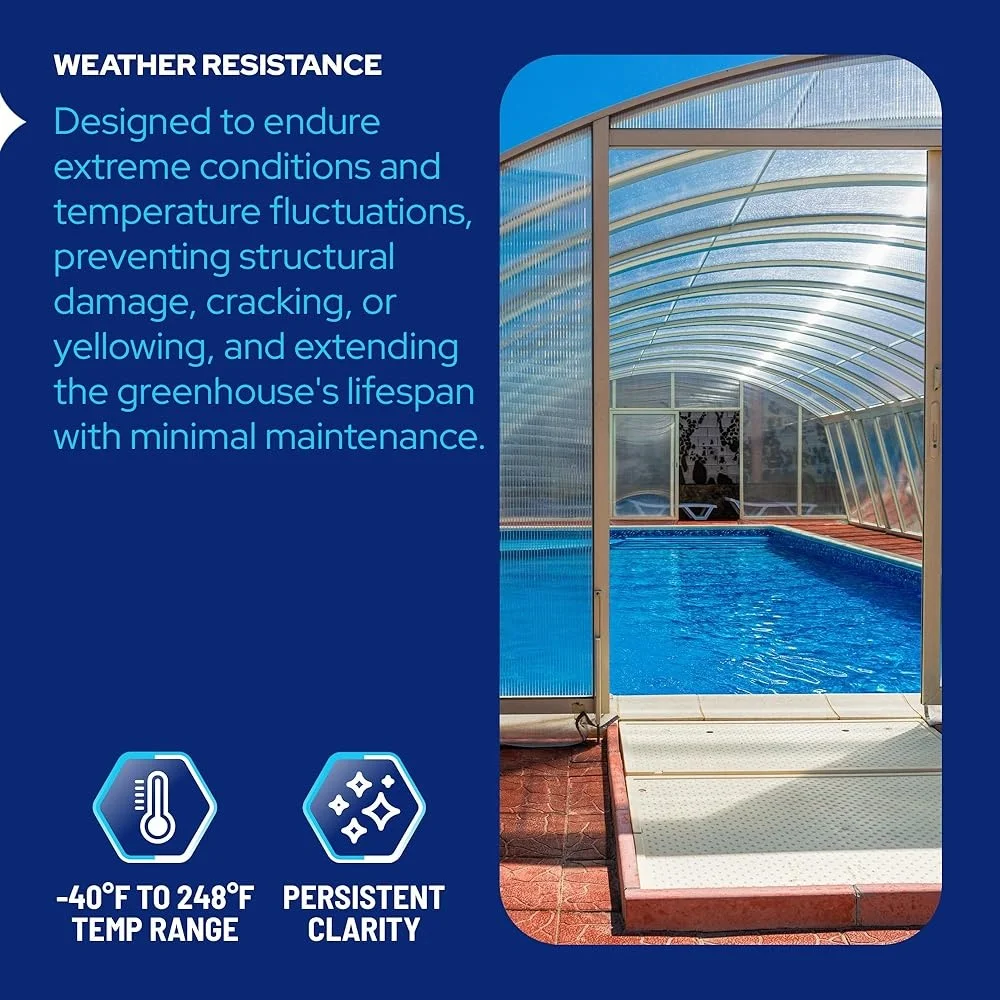 

Polycarbonate Greenhouse Panels 8mm Twin Wall Sheets UV Protection Shatterproof Waterproof Clear Roof Panels Gardening and