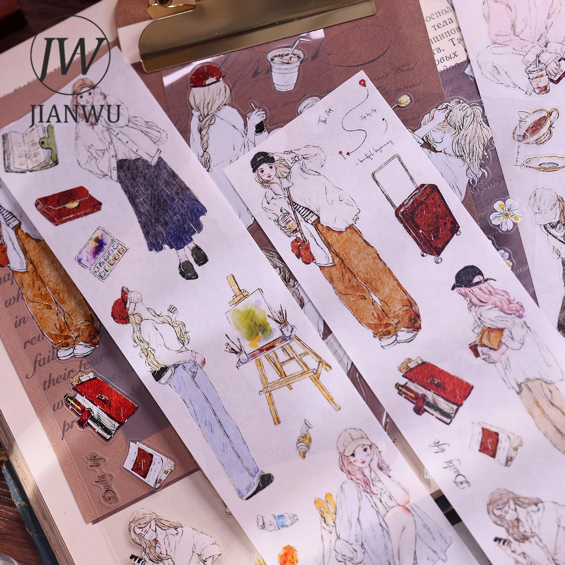 

JIANWU 55 мм * 6 м винтажный пейзажный материал с персонажем девушки, коллаж, скрапбук, ПЭТ-лента, креативные канцелярские принадлежности для журналов «сделай сам»