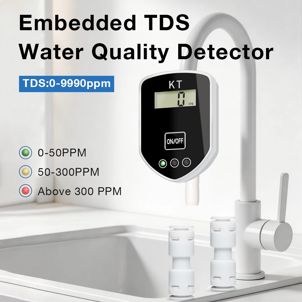 Digitales Eingebettetes TDS-Messgerät 0-9990 PPM Echtzeit-Wasserqualitätstester Wasserreinheitsmesser für Trinkwasser Aquarium Fischbecken