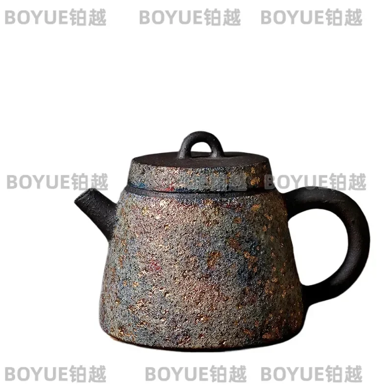 Handmade Coarse Pottery Teapot Large Colorful Stone Clay Kung Fu Tea Set Traditional Bubble Teaware for Firewood Burning