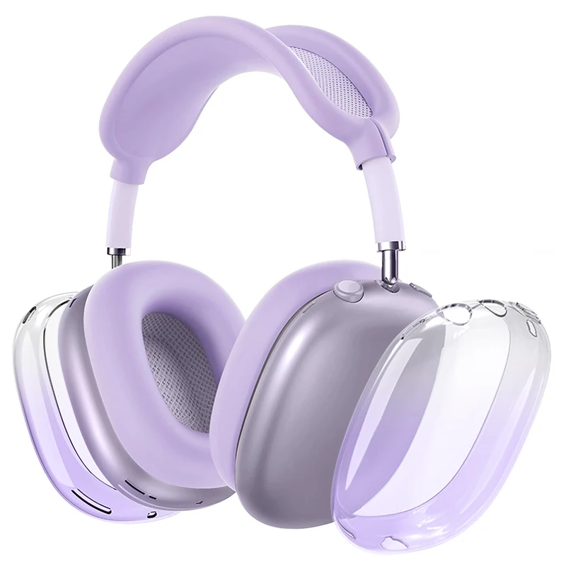 حافظة حماية ناعمة 3 في 1 شفافة متدرجة اللون لأجهزة Apple Airpods Max وسادة الأذن أكواب غطاء عقال مضاد للخدش 2024 2020