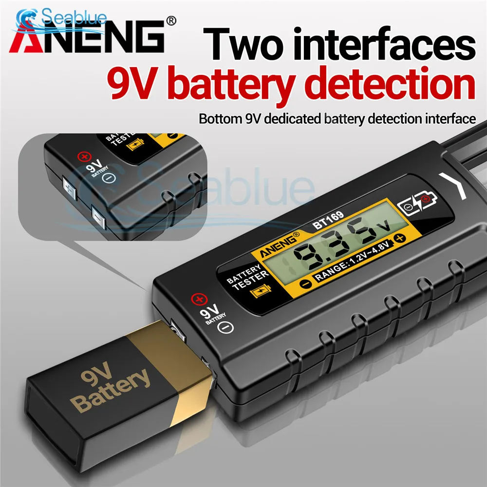 BT167/BT169 Portable Battery Capacity Indicator Compact Size Lithium Battery Level Tester Digital Display Battery Voltage Meter