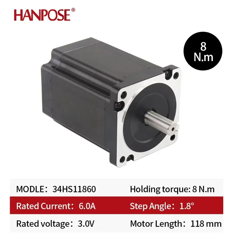 Nema 34 Stepper Motor 34HS11860 6.0A for CNC Engraving Machine Fuselage Length 86*86*118mm for Motor in Automatic Feeder