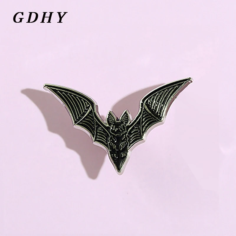 GDHY 1PC Bat Halloween Enamel Pins Punk Animal Bat Vampire Brooches Lapel Badge Dark Night Bijoux Jewelry for Kids Friends