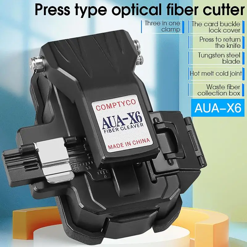 Top AUA-X6 FTTH High-precision for cold joint/hot melt optical Fiber Cleaver machine with 24 Surface Blade cutting tool