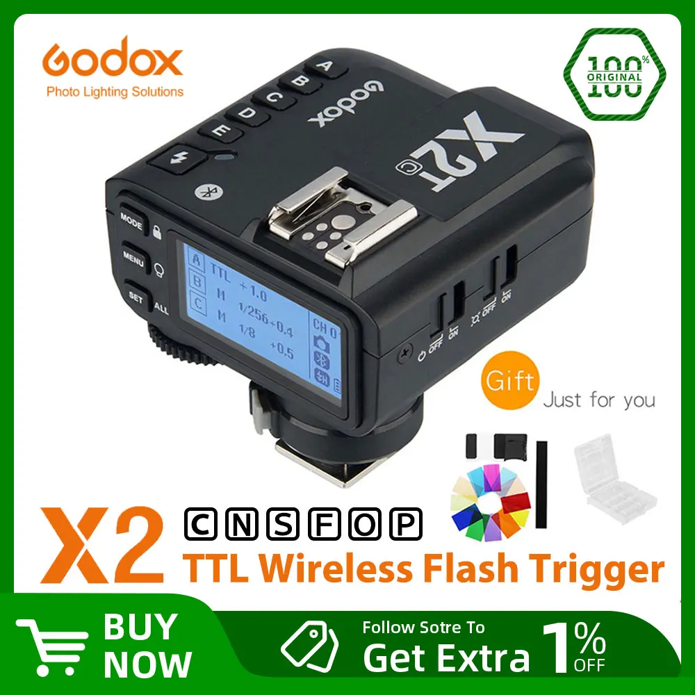 Godox X2 Trigger X2T-C X2T-N X2T-S X2T-F X2T-O TTL HSS 1/8000s Wireless Flash Transmitter for Canon Nikon Sony Fuji Olympus