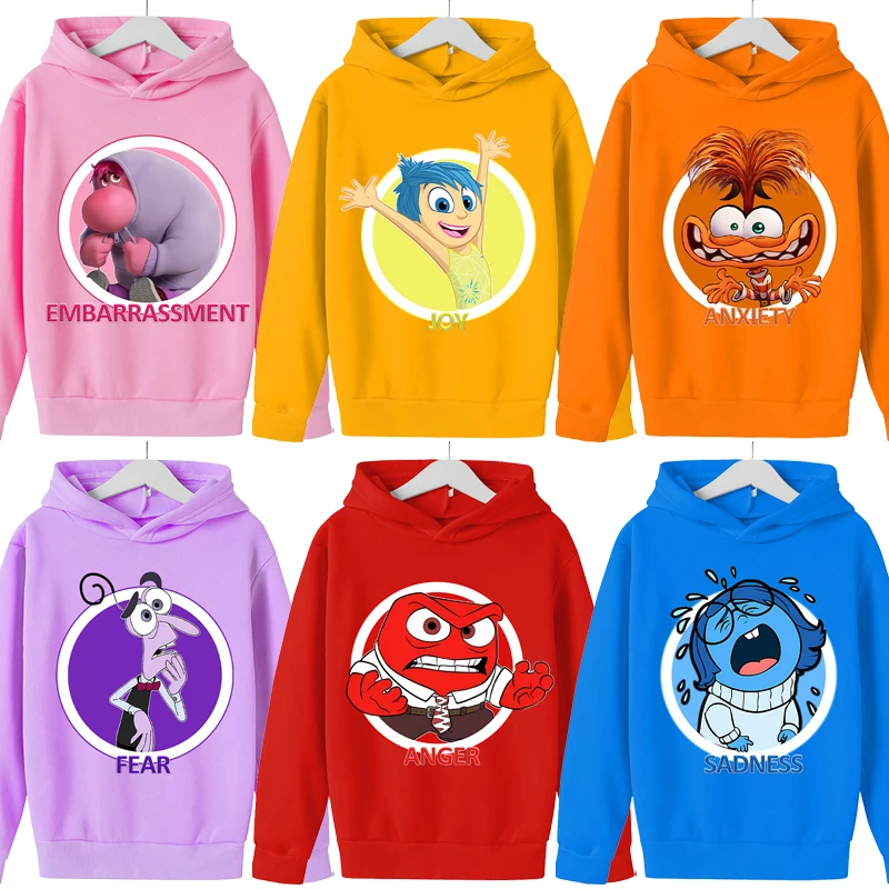 New Inside Out 2 Kids Hoodies Cute Cartoon Printed Children Tops Boys Girls Casual Hooded Sweatshirt 2024 Baby Autumn Clothes