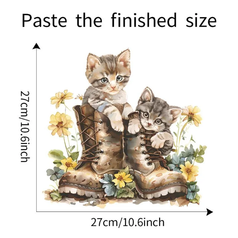 Creative Shoe Cat Sunflower Toilet Sticker Bathroom Decoration Wall Sticker Adorable Bathroom Decor Wall Self-Adhesive Art