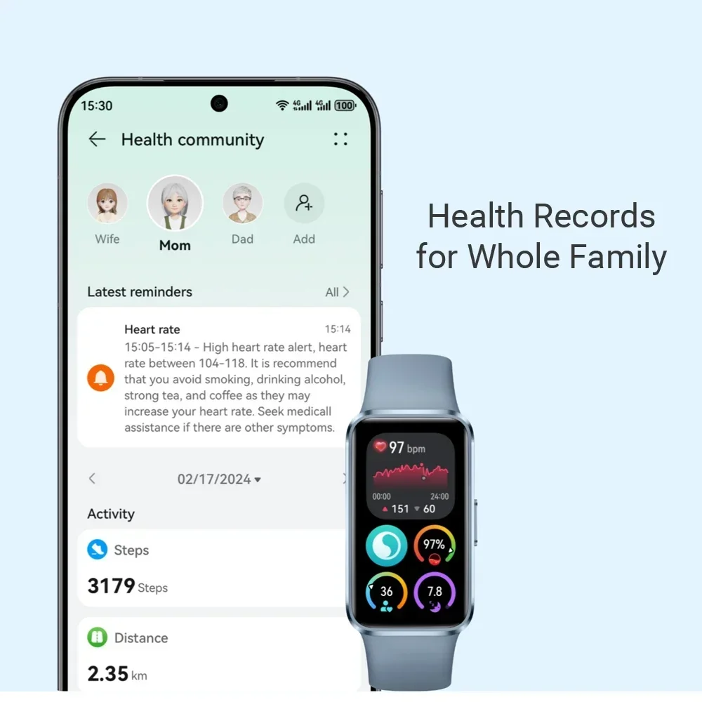 ساعة ذكية Huawei Band 10 أصلية جديدة لعام 2025، متوافقة مع IOS وAndroid، تتبع النوم، مراقبة الصحة، عمر البطارية 14 يومًا، #6