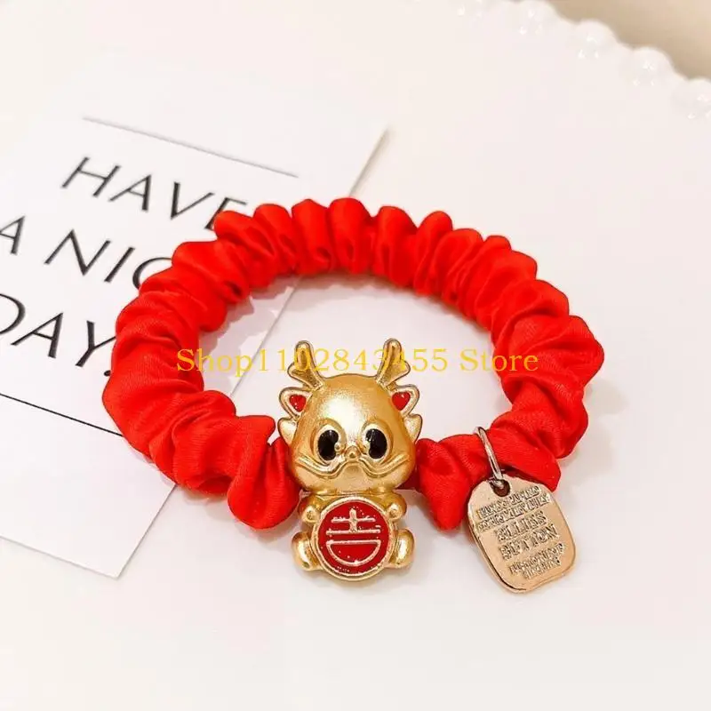 49MC Chinese New Year Hair Band Girl Braid Rubber Band Zodiac Dragon Hair Elastic - Image 3