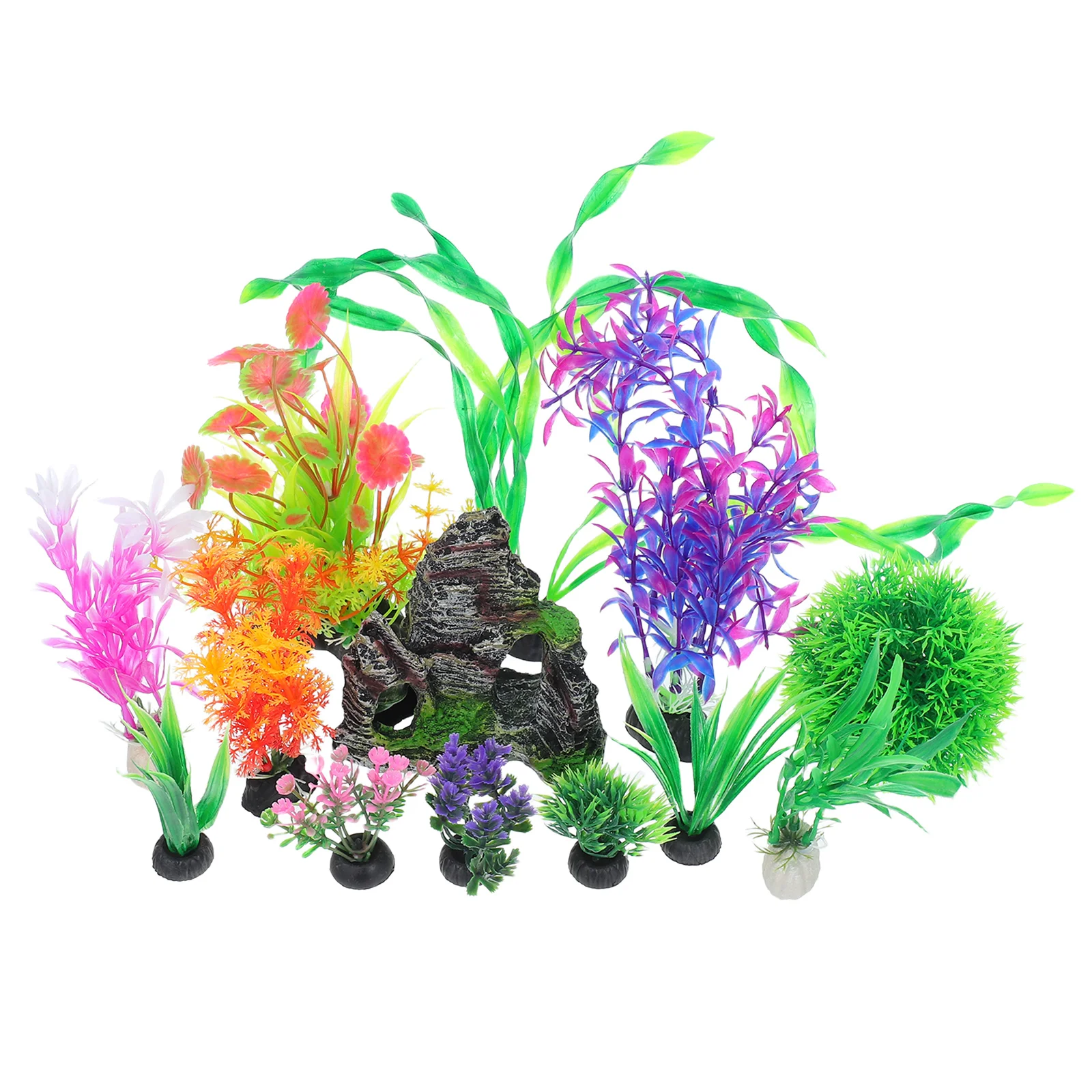 

13pcs Aquarium Decoration Realistic Artificial Plants Resin Rock Cave Fish Tank Greenery Betta Fake Plant Small Size Pet